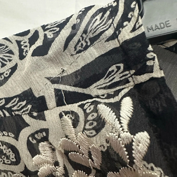 Oscar By Oscar De La Renta Silk Floral Tunic Embroidered Size 14 Black Sheer - Picture 5 of 5